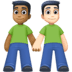 👨🏾‍🤝‍👨🏻 men holding hands: medium-dark skin tone, light skin tone display on Facebook